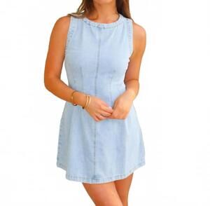 NEW MABLE peyton denim mini dress in blue